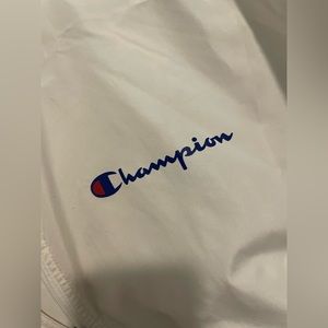 Champion Jacket Mens small white Anorak Hooded Pullover Windbreaker Raincoat